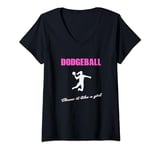 Womens Funny Dodgeball for women throw it like a girl V-Neck T-Shirt