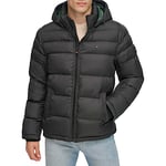 Tommy Hilfiger Men's Classic Hooded Puffer Jacket (Regular and Big & Tall Sizes) Down Outerwear Coat, Black, XXL Tall