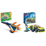 LEGO Creator 3in1 Supersonic Jet Plane to Helicopter to Speed Boat Toy Set & City Electric Sports Car Toy for 5 Plus Years Old Boys and Girls, Race Car for Kids Set with Racing Driver