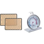 Amazon Basics Silicone Macaron Baking Mat - 2-Piece Set & KitchenCraft Stainless Steel Oven Thermometer, 6.5 x 8 cm (2.5" x 3")