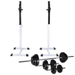 vidaXL Barbell Squat Rack with Barbell and Dumbbell Set 30.5 kg UK NEW