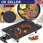Electric Teppanyaki Table Top Griddle BBQ Hot Plate Barbecue Grill Pan 1360W