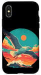 Coque pour iPhone X/XS Rétro Coucher de Soleil Plage Loving Sea Birds Vintage Mouette