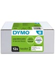 DYMO LW store adresseetiketter, 36mm x 89mm, 12 ruller med 130 stk. (1560 stk. i alt), selvklæbende, original