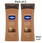 2 X Vaseline Intensive Care Cocoa Radiant Cocoa Butter Body Lotion 400ml
