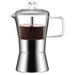 1X(Moka Induction Stovetop Espresso Maker,Glass-Top & Stainless Steel3278