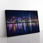 Big Box Art Reflections of The Auckland Skyline Painting Canvas Wall Art Print Ready to Hang Picture, 76 x 50 cm (30 x 20 Inch), White, Grey, Black