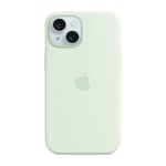 Apple iPhone 15 silikonikuori MagSafe, vaaleanminttu