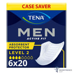 6x TENA Men Active Fit Absorbent Protector - Level 2 - 600ml