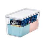 iDesign Boite de Rangement avec 2 Compartiments, Boite frigo de la Série Rosanna Pansino, Boite Plastique recyclé avec poignées et Couvercle, Multicolore et Blanc