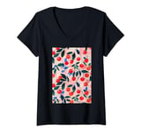 Womens Minimalist Cherry Fruit Pattern Art V-Neck T-Shirt