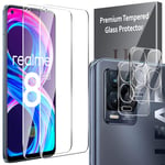 LK 4 Pack 2pcs Screen Protector & 2pcs Camera Lens Protector Compatible with Realme 8 Pro Tempered Glass, Bubbles-Free, HD Ultra-Thin, Case Friendly