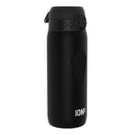 ION8 Water Bottle, 750 ml/24 oz, Leak Proof, Easy to Open, Secure Lock, Dishwasher Safe, BPA Free, Flip Cover, Carry Handle, Soft Touch Contoured Grip, Easy Clean, Odour Free, Carbon Neutral, Black