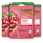 3x Garnier Skin Active Ultra Lift Anti Ageing Smoothing Firming Sheet Mask