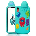 Darrnew Blue Among Case for iPhone XR Cartoon Silicone Cute Fun Cover, 3D Kawaii Unique Girls Boys Women Us Cases, Funny Fashion Cool Character Design Shockproof for iPhone XR 6.1"