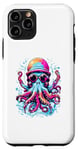 Coque pour iPhone 11 Pro Kraken Ocean Monster Octopus coloré avec lunettes de soleil