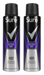 2x Sure Men ACTIVE DRY Antiperspirant Deodorant Spray 150ml