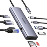 UGREEN USB-C 9 IN 1 Hub - USB-C  to 2x USB-A 3.0 + 2x USB-C+ 4k HDMI + RJ45 1Gbps Ethernet +SD&TF Card Reader + PD 100W - Docking Station for MacBook Air/Pro, iPad Pro/Air, Dell XP and More