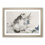 Big Box Art Fat Cat by Ren Yi Framed Wall Art Picture Print Ready to Hang, Oak A2 (62 x 45 cm)