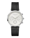 Rosefield Women's Watch The Gabby: Silver 33mm Round Case with Black Strap and Three subdials - NCBS-N94