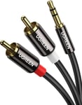 Câble Jack 3.5mm vers 2 RCA Mâles Adaptateur RCA Jack Audio Stéréo Compatible avec TV PC Smartphone Tablette Amplificateur (3M)
