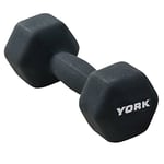 York Fitness Single Neoprene Hex coating Dumbbell, Black, 4KG