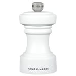 Cole & Mason H233058 Hoxton White Wood Pepper Mill, Precision+ Carbon Mechanism, Compact Pepper Grinder with Adjustable Grind, Beech Wood, 104mm, Seasoning Mill, Lifetime Mechanism Guarantee