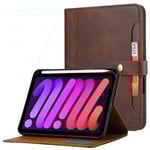 iPad Mini 6 2021 / Mini A17 Pro 2024 Premium Fodral med kortfack - Brun