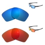 Walleva Fire Red + Ice Blue Polarized Replacement Lenses For Oakley Chainlink