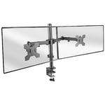 Mars Gaming MARM2 Black, Dual Arm Monitor Mount for Screens up to 27", Articulating and Height Adjustable, Sturdy Frame, VESA75 and VESA100 Compatible