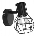 B·LED BARCELONA LED BarcelonaLED Applique murale ou plafond vintage avec abat-jour en cage orientable design nordique industriel Noir pour ampoules culot E14