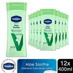 Vaseline Intensive Care Body Lotion Aloe Soothe 48H Light Moisture 400ml, 12 Pk