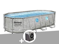 Kit piscine tubulaire ovale Bestway Power Steel SwimVista avec hublots 5,49 x 2,74 x 1,22 m + Pompe ? chaleur
