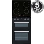SIA 60cm Built In Double Electric Fan Oven & 4 Zone Touch Control Induction Hob