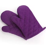 YFCTLM BBQ Gloves Microwave Oven Glove Insulated Kitchen Tool Baking Gloves Cotton Heat Resistant 1Pcs Non-slip Mitten (Color : Purple)