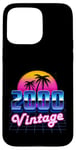 Vintage 2000 Anniversaire 25 ans 80's Rétro Palmier Coucher de Soleil Coque pour iPhone 15 Pro Max
