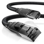 CSL – Câble réseau CAT 7 Black Series Gigabit Ethernet LAN – Gaine en coton – 10 000 Mbits – Câble patch – Câble brut de catégorie 7 S FTP PIMF Blindage avec fiche RJ 45 – Switch Router Modem Gaming