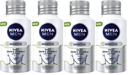 NIVEA MEN Skin & Stubble Face Moisturiser for Sensitive Skin 125ml - Pack of 4