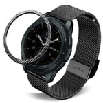 DEALELE Strap Compatible with Samsung Gear Sport/Galaxy Watch 42mm / Galaxy 4 Classic (42mm), 20mm Stainless Steel Mesh Bracelet with Metal Bezel Ring Cover Case Replacement for Women Men, Black