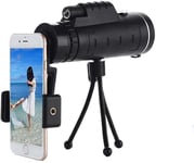 PJPPJH Télescope monoculaire 40X60 télescope de téléphone Portable à portée monoculaire avec Support de Smartphone et trépied pour l'observation des Oiseaux Camping randonnée Voyage