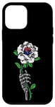 Coque pour iPhone 12 mini Rose corée du Sud avec racines squelette du drapeau coréen
