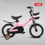 cuzona Children's bicycle boy 2-3-4-6-7 stroller 8 years old baby girl bicycle child medium and large bicycle-12 inches_[Magnesium Alloy] Princess Powder Spoke Wheel Free Riding Gift