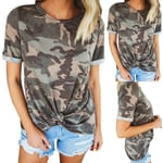 Women Summer Casual Crimping Camouflage Tops Ladies M