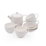 White China Tea Set with 750ml Teapot and 4x Teacups and 4x Saucers - Cashmere
