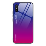 VGANA Case Compatible for Xiaomi Redmi 9AT, Slim Scratch-Resistant Gradient Glass Phone Shell, Stylish TPU Soft Silicone Anti-Fall Cover. Purple/Red