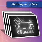 4x Rectangle Stickers - BW - Virtual Reality VR Games Gaming #42210