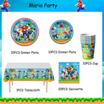 51pcs Plates Napkins Cups Tablecloth Tableware Set For Super Mario Themed Party