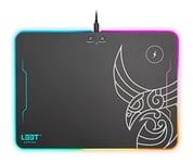 L33T RGB Gaming Mouse Mat with 10 W Qi Charging Function (M) 355 x 255 x 5.8 mm, Qi Wireless Charging, Non-Slip Base, Textile Surface, Stitched Edges, Good Gliding Properties, Black
