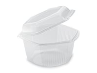GUILLIN - ALPHATOP ATP1000 SACHET DE 50 Boite A Couvercle Charniere Hexagonale Micro-Ondable 1000cc, Polypropylène, Transparent, 16,4 x 17,2 x 10,4 cm