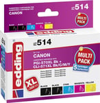 Pack de cartouches compatible Edding edding 514 noir, noir photo, cyan, magenta, jaune - remplace Canon PGI-570 XL, CLI-